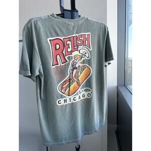 Relish Brand x El Rey Chicago Style Graphic Print Gray Crew Neck T-Shirt Men's L